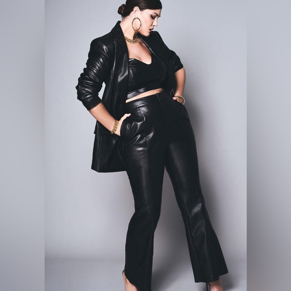 ELOQUII Faux Leather Flared Trousers